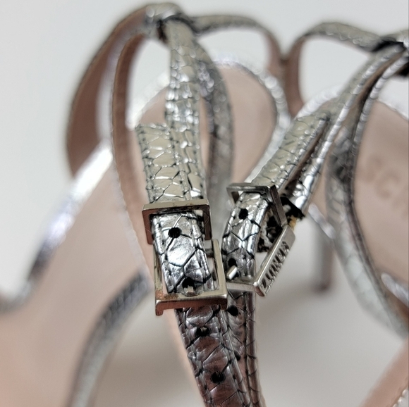 SCHUTZ Silver Leather Ava Rose High Heel Sandal 8.5 - Picture 11 of 14